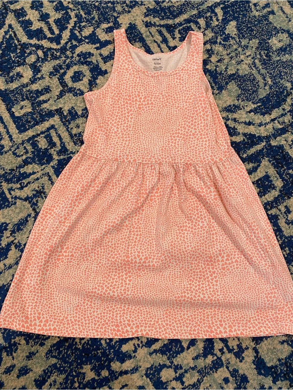 Carter's Coral Pink Heart-Print Sleeveless Dress